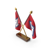 USA States Arkansas 2 Crossed Flags Stand PNG & PSD Images