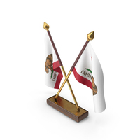 USA States California 2 Crossed Flags Stand PNG & PSD Images