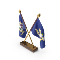 USA States Connecticut 2 Crossed Flags Stand PNG & PSD Images