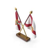 USA States Florida 2 Crossed Flags Stand PNG & PSD Images