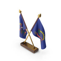 USA States North Dakota 2 Crossed Flags Stand PNG & PSD Images