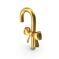 Candy Cane with Bow Gold Icon PNG & PSD Images