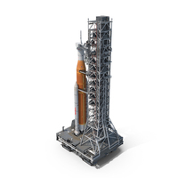 Space Launch System With Crawler Transporter And Launch Pad PNG & PSD Images