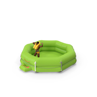 Man In Life Vest On Inflatable Raft PNG & PSD Images