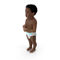 Toddler Black Boy Light Skin In Diaper Standing PNG & PSD Images