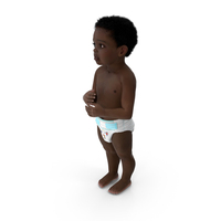 Toddler Boy Dark Skinned In Diaper Standing PNG & PSD Images