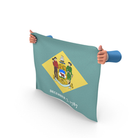 USA States Delaware Two Hand Holding Corners Flag PNG & PSD Images