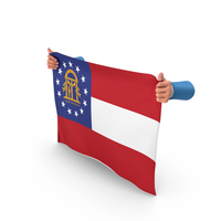 USA States Georgia Two Hand Holding Corners Flag PNG & PSD Images