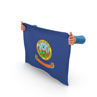 USA States Idaho Two Hand Holding Corners Flag PNG & PSD Images