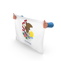 USA States Illinois Two Hand Holding Corners Flag PNG & PSD Images