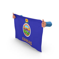 USA States Kansas Two Hand Holding Corners Flag PNG & PSD Images