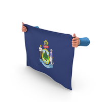 USA States Maine Two Hand Holding Corners Flag PNG & PSD Images