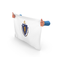 USA States Massachusetts Two Hand Holding Corners Flag PNG & PSD Images