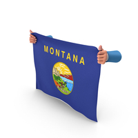 USA States Montana Two Hand Holding Corners Flag PNG & PSD Images