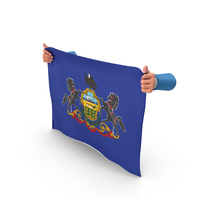 USA States Pennsylvania Two Hand Holding Corners Flag PNG & PSD Images