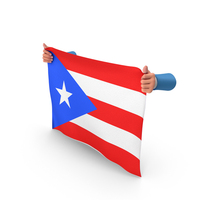 USA States Puerto Rico Two Hand Holding Corners Flag PNG & PSD Images