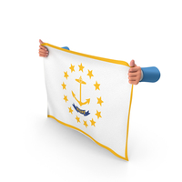 USA States Rhode Island Two Hand Holding Corners Flag PNG & PSD Images