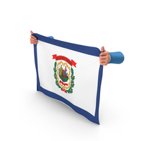 USA States West Virginia Two Hand Holding Corners Flag PNG & PSD Images