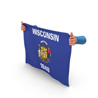 USA States Wisconsin Two Hand Holding Corners Flag PNG & PSD Images