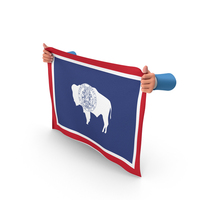 USA States Wyoming Two Hand Holding Corners Flag PNG & PSD Images