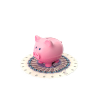 Circular Arranged UK 20 Pounds Notes Piggy Bank PNG & PSD Images