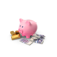 Piggy Bank Save Gold Uk 20 Pound Notes PNG & PSD Images