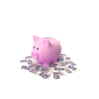 Piggy Bank Save Ground Uk 20 Pounds Notes PNG & PSD Images
