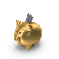Uk 20 Pounds Note Folded Gold Piggy Bank Save PNG & PSD Images