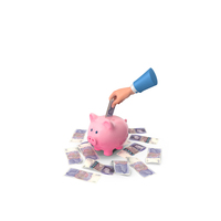 Uk 20 Pounds Note Save Hand Hold Pink Piggy Bank PNG & PSD Images