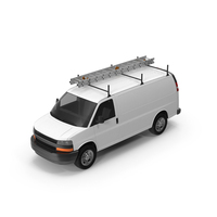 White Van with Ladder Rack PNG & PSD Images
