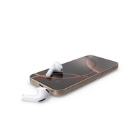 Apple iPhone 16 Pro Max with AirPods 4 Headphones PNG & PSD Images