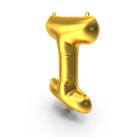 Golden Balloon Letter I PNG & PSD Images