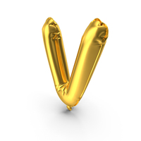 Golden Balloon Letter V PNG & PSD Images