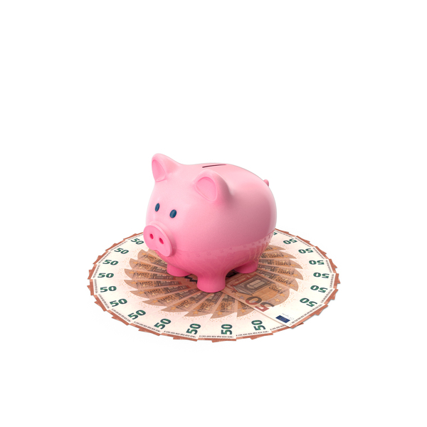 Circlular Arranged Euro 50 Notes Piggy Bank PNG & PSD Images