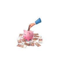 Euro 50 Note Save Hand Hold Pink Piggy Bank PNG & PSD Images