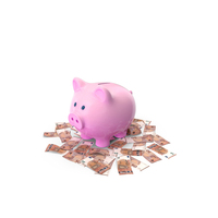 Piggy Bank Save Ground Euro 50 Notes PNG & PSD Images