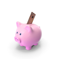 Pink Piggy Bank Euro 50 Note Folded Save PNG & PSD Images