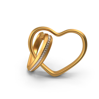 Gold Two Heart Shaped Rings With Crystals PNG & PSD Images