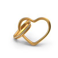 Gold Two Heart Shaped Rings With Pearls PNG & PSD Images