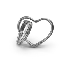 Silver Two Heart Shaped Rings With Crystals PNG & PSD Images