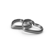 Silver Wedding Two Heart Shape Rings With Crystal PNG & PSD Images