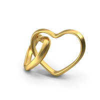Two Heart Shaped  Bright Gold Rings PNG & PSD Images