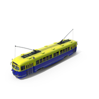 Antique Tram Yellow Blue PNG & PSD Images