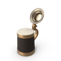 Old Wooden Beer Mug with Beer Foam PNG & PSD Images