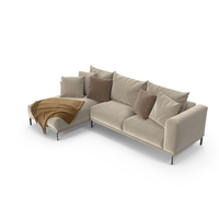 Minimal Corner Sofa With Leg (Beige) PNG & PSD Images