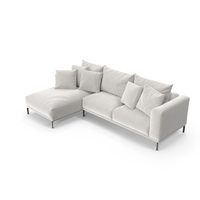 Minimal Corner Sofa With Leg (White) PNG & PSD Images