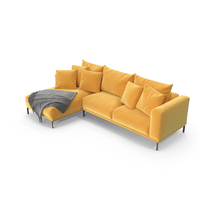 Minimal Corner Sofa With Leg (Yellow) PNG & PSD Images
