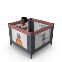 African Toddler Boy in Textile Playpen PNG & PSD Images