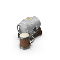 Barrel Of Beer With Full Antique Silver And Oak Mug PNG & PSD Images