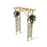 Garden Arch Trellis With Climbing Plants In Hanging Pots PNG & PSD Images